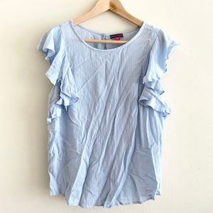 SOLD - Vince Camuto Perfect Blue Ruffle Sleeveless Top
